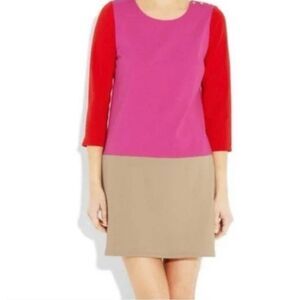 Juicy Couture Pink Red Tan Colorblock Dress Above the Knee S